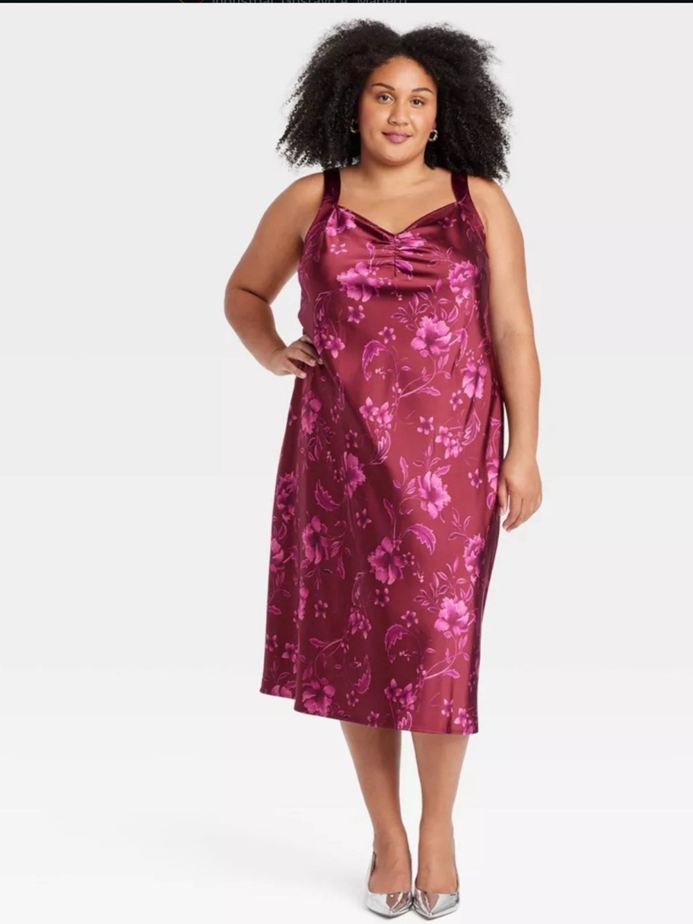 Ava & Viv Berry Floral Satin Slip Dress